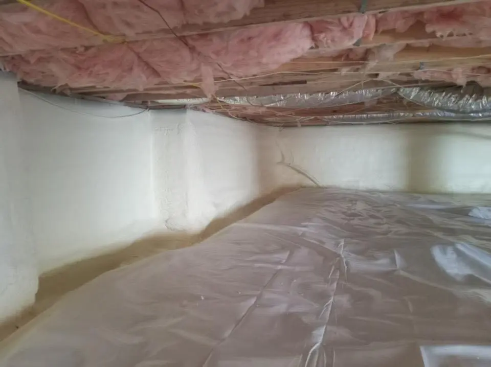 Crawl space encapsulation with closed-cell spray foam for Roof Waterproofing in Baxter